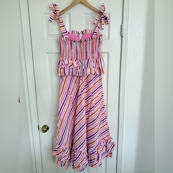 CeliaB Paula Striped Maxi Dress Pink Purple Orange White M NWT - Picture 4 of 11
